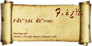 Földi Áron névjegykártya
